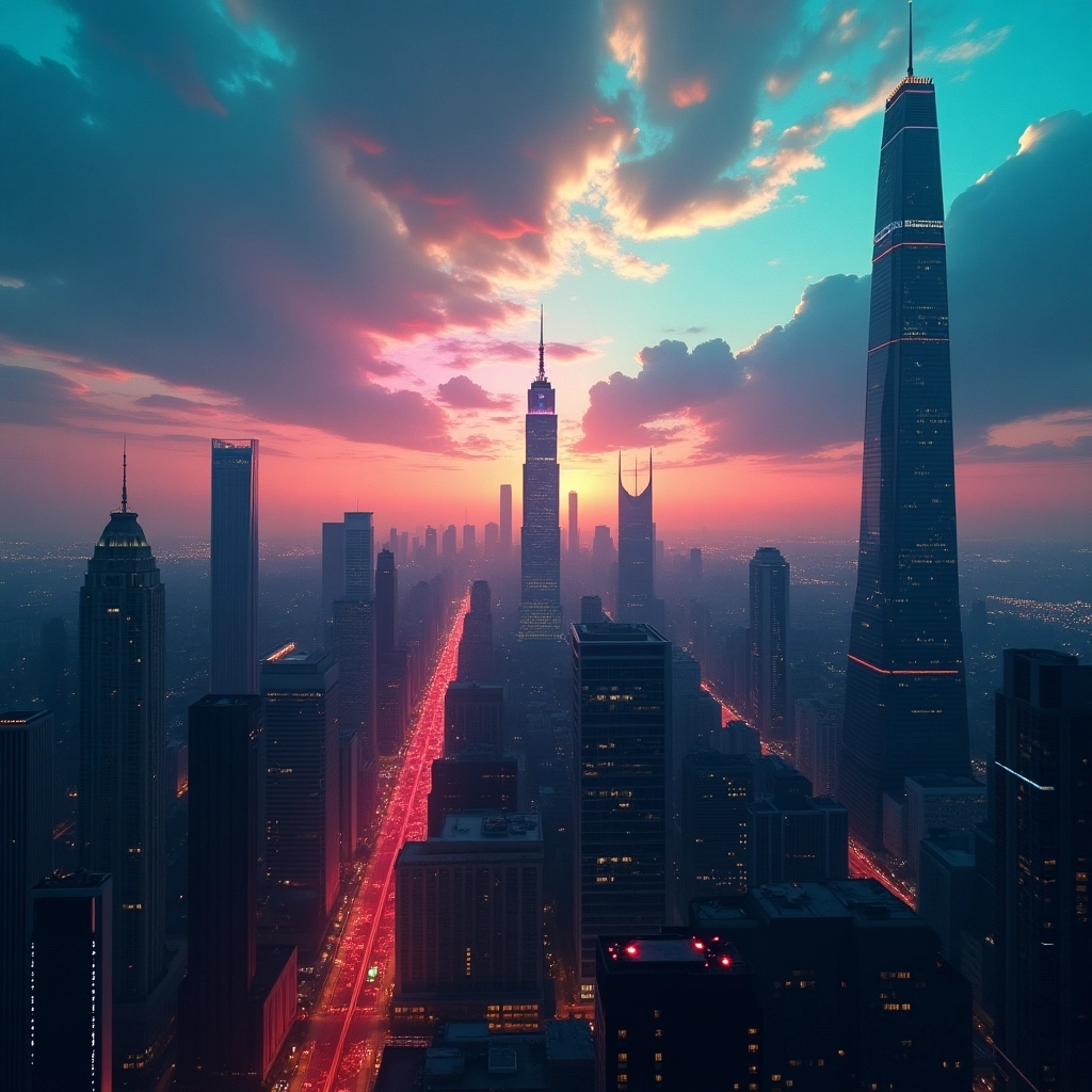 Surreal Twilight Cityscape