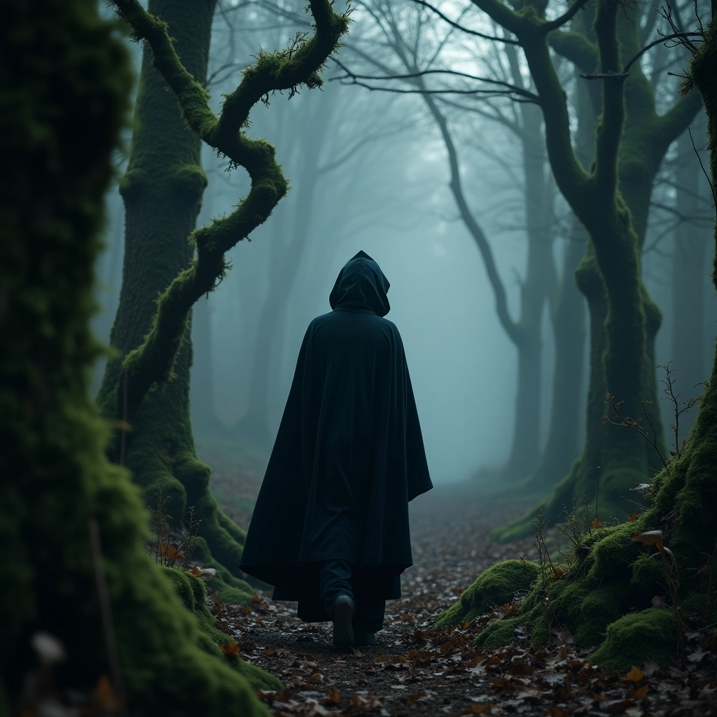 Burnt Velvet in the Mist: A Mysterious Forest Wanderer