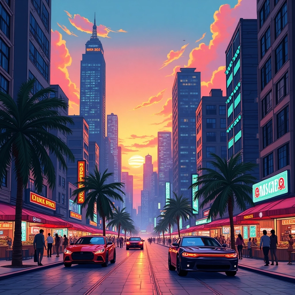 Futuristic Comic Cityscape
