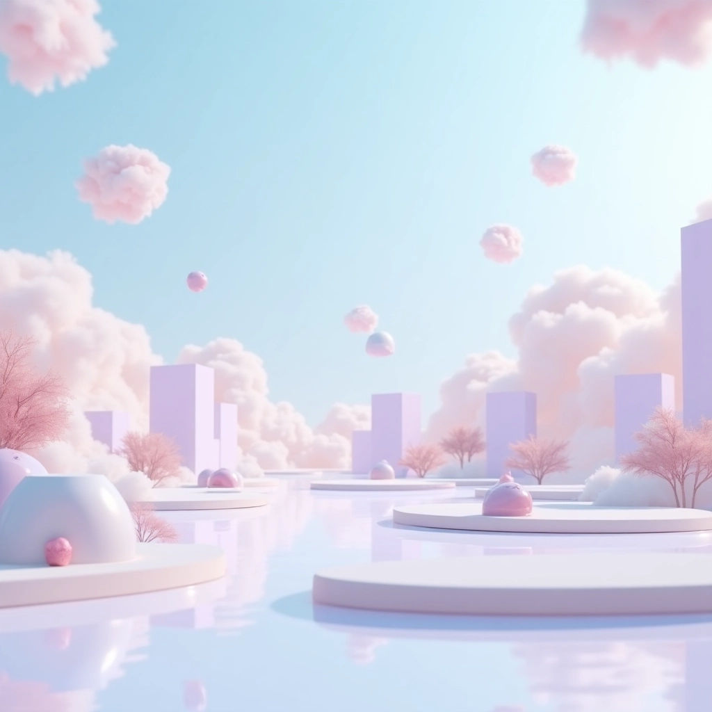 Dreamy Minimal 3D Surreal Landscape