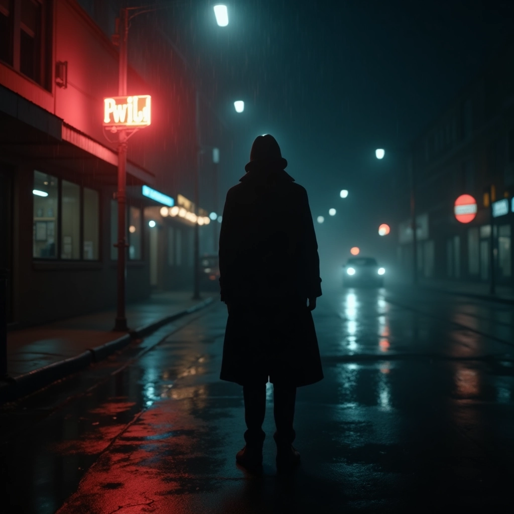 Neon Shadows: Film Noir Rain