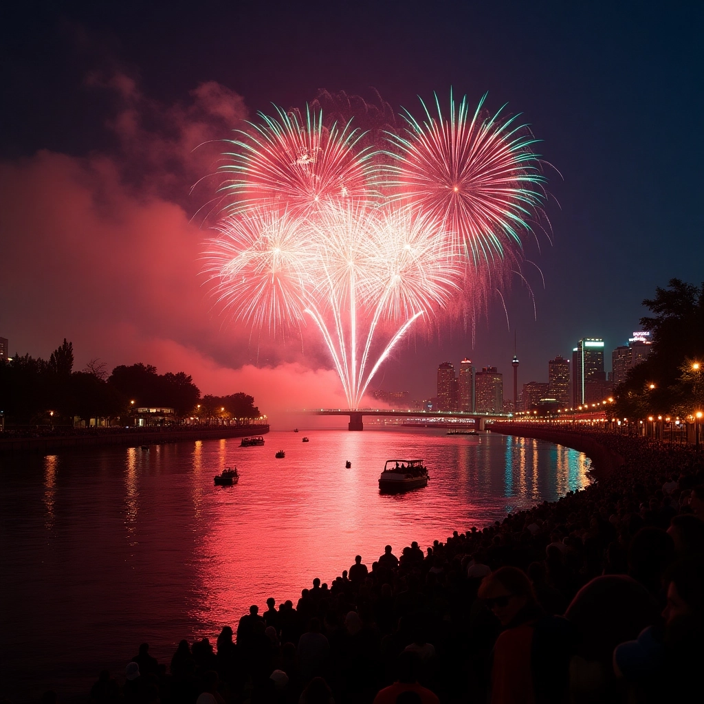 Fireworks Over the City River