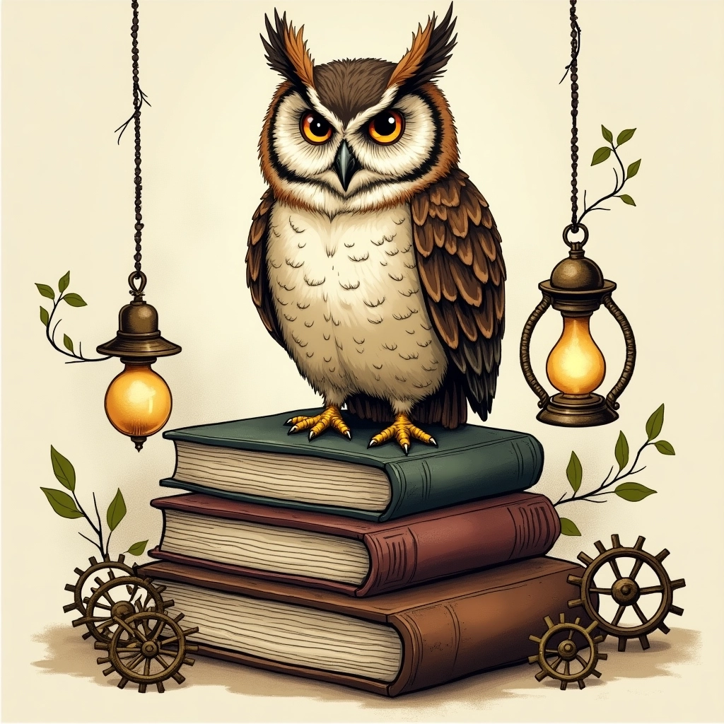 Steampunk Owl in Ink