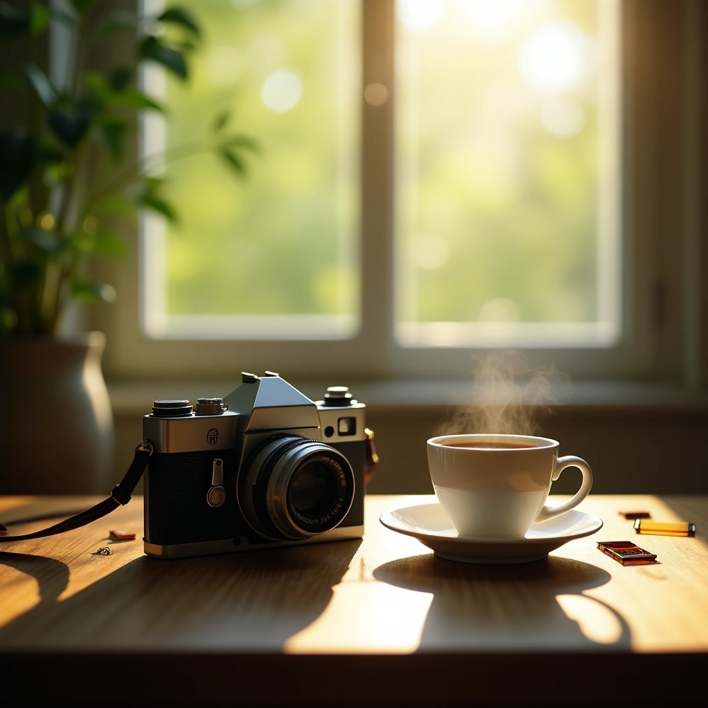 Morning Nostalgia: Vintage Camera and Coffee