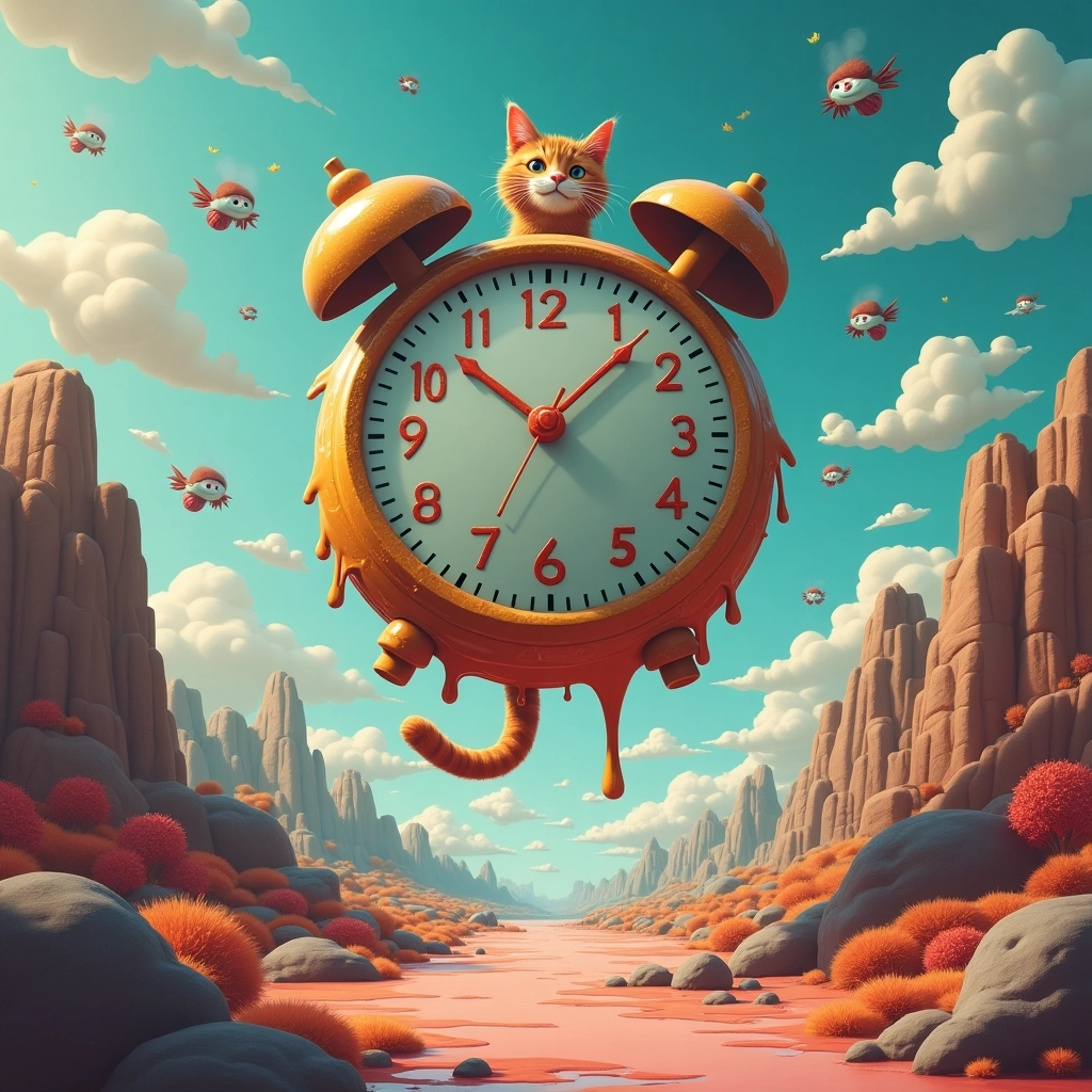 Floating Cat in a Surreal Wonderland