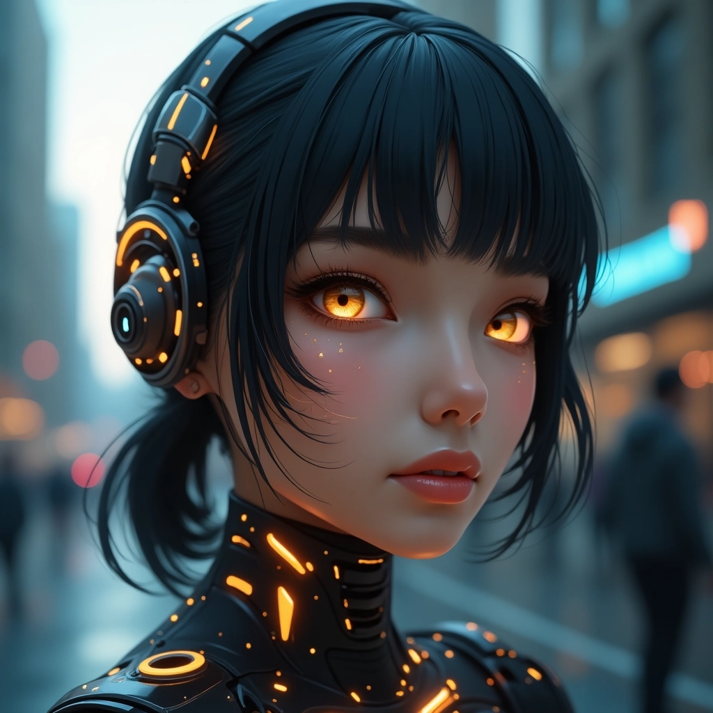 Cybernetic Elegance: Futuristic Portrait