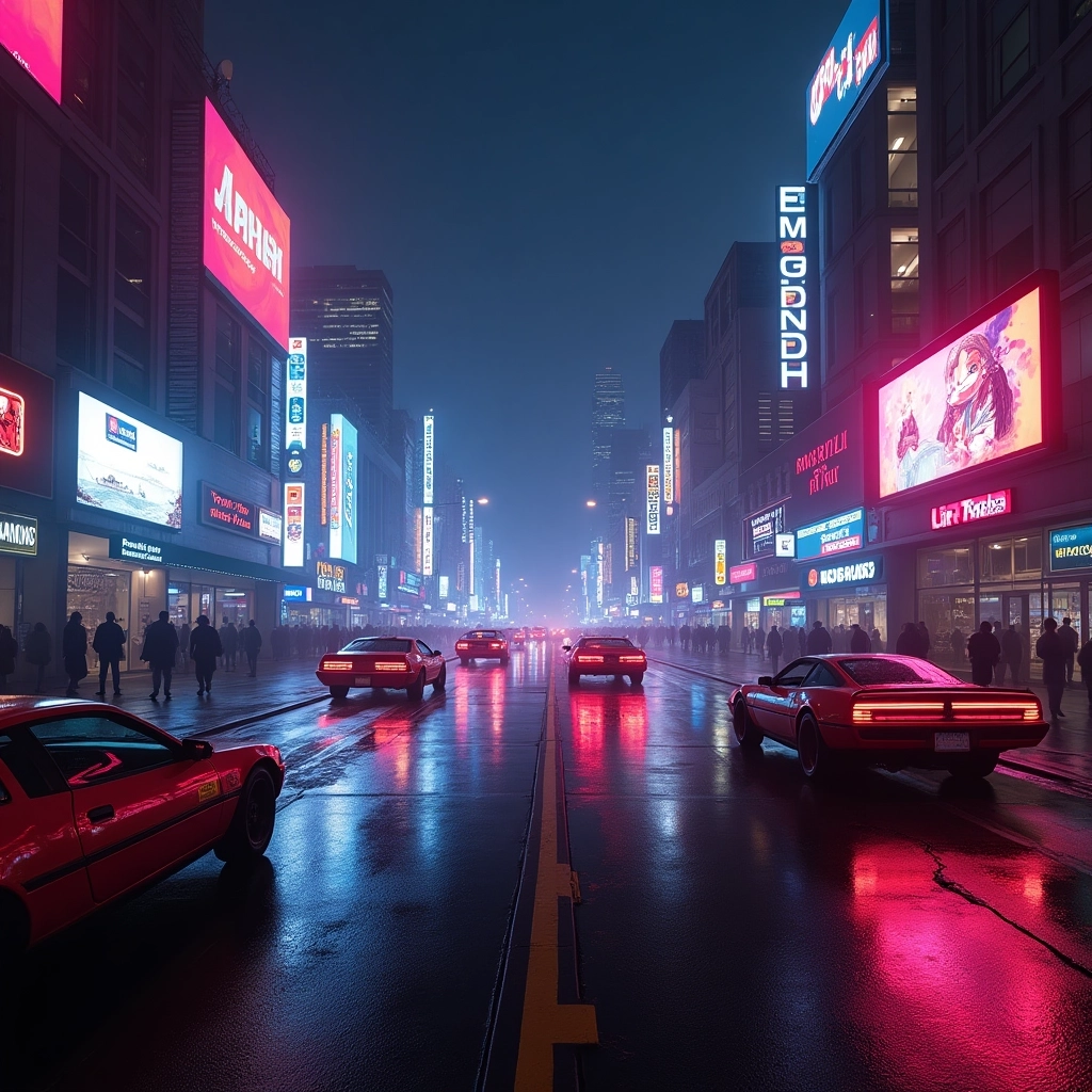 Neon Nights: Retro-Glow Cityscape