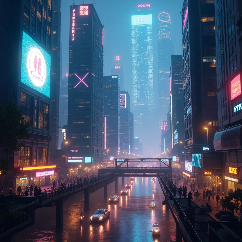 Neon Utopia: Futuristic Sci-Fi Cityscape
