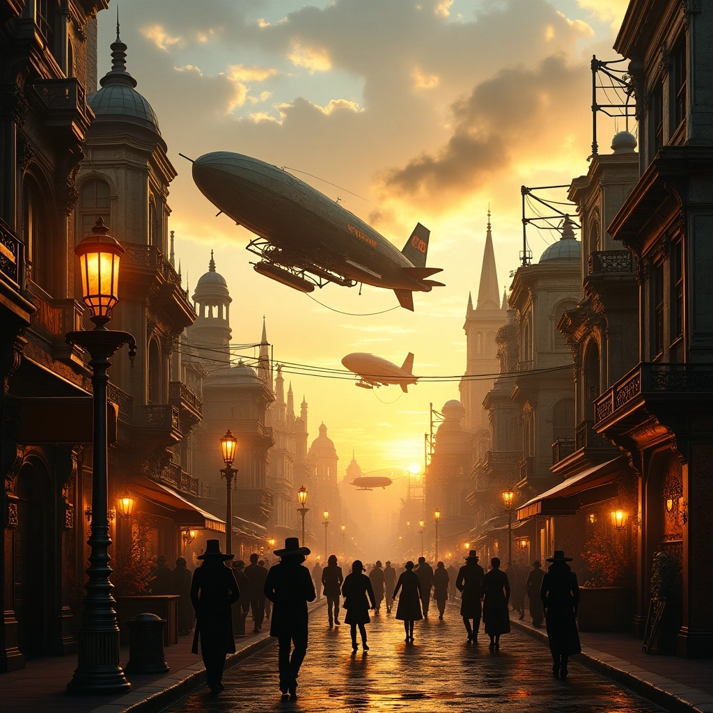 Sunset Over Steampunk City