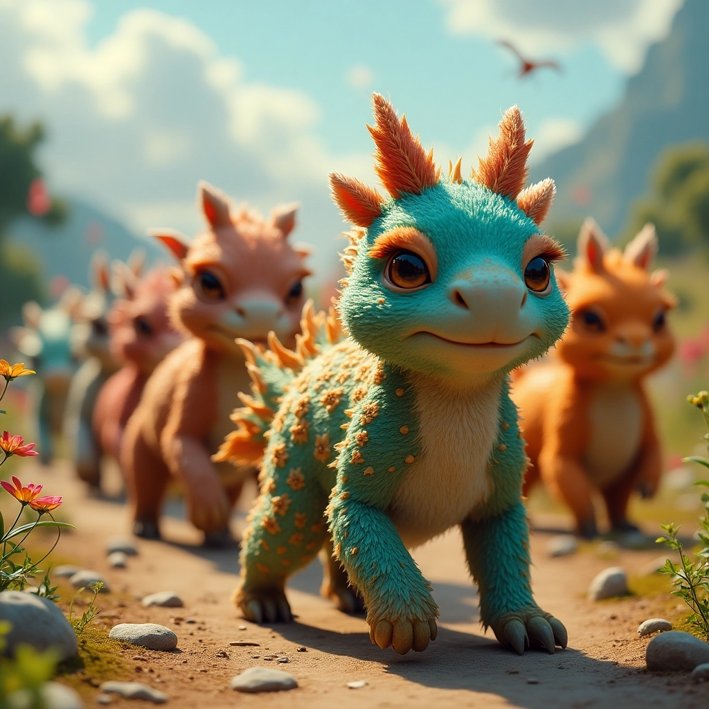 Whimsical Parade of Textured Animals