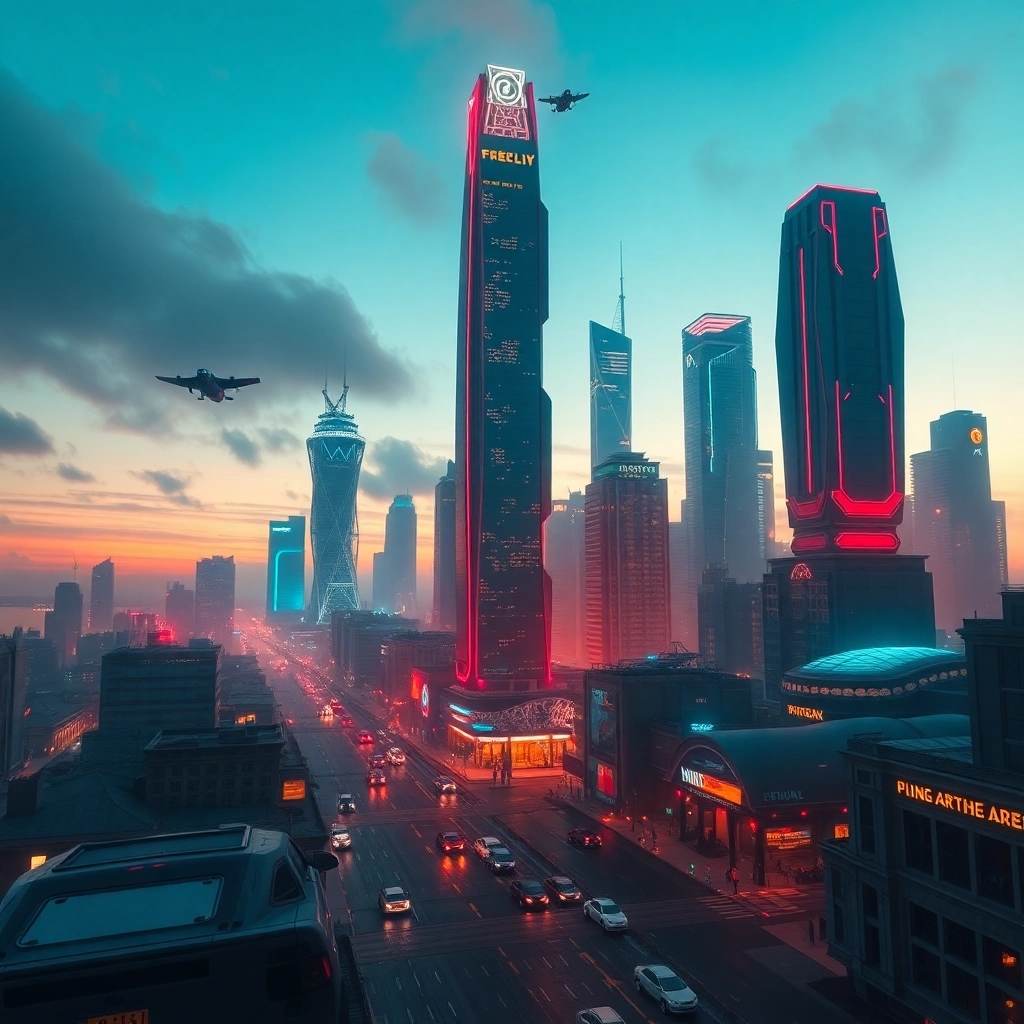 Futuristic Cityscape at Dusk