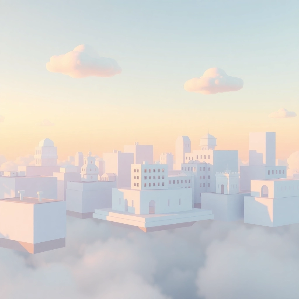 Dreamy Floating Cityscape at Dawn