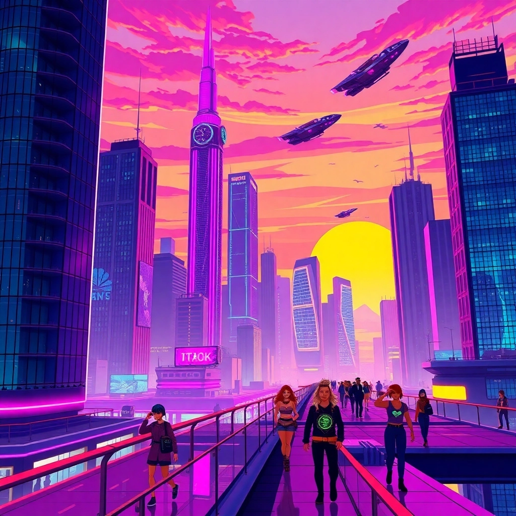 Neon Skies: Futuristic Cyberpunk Cityscape