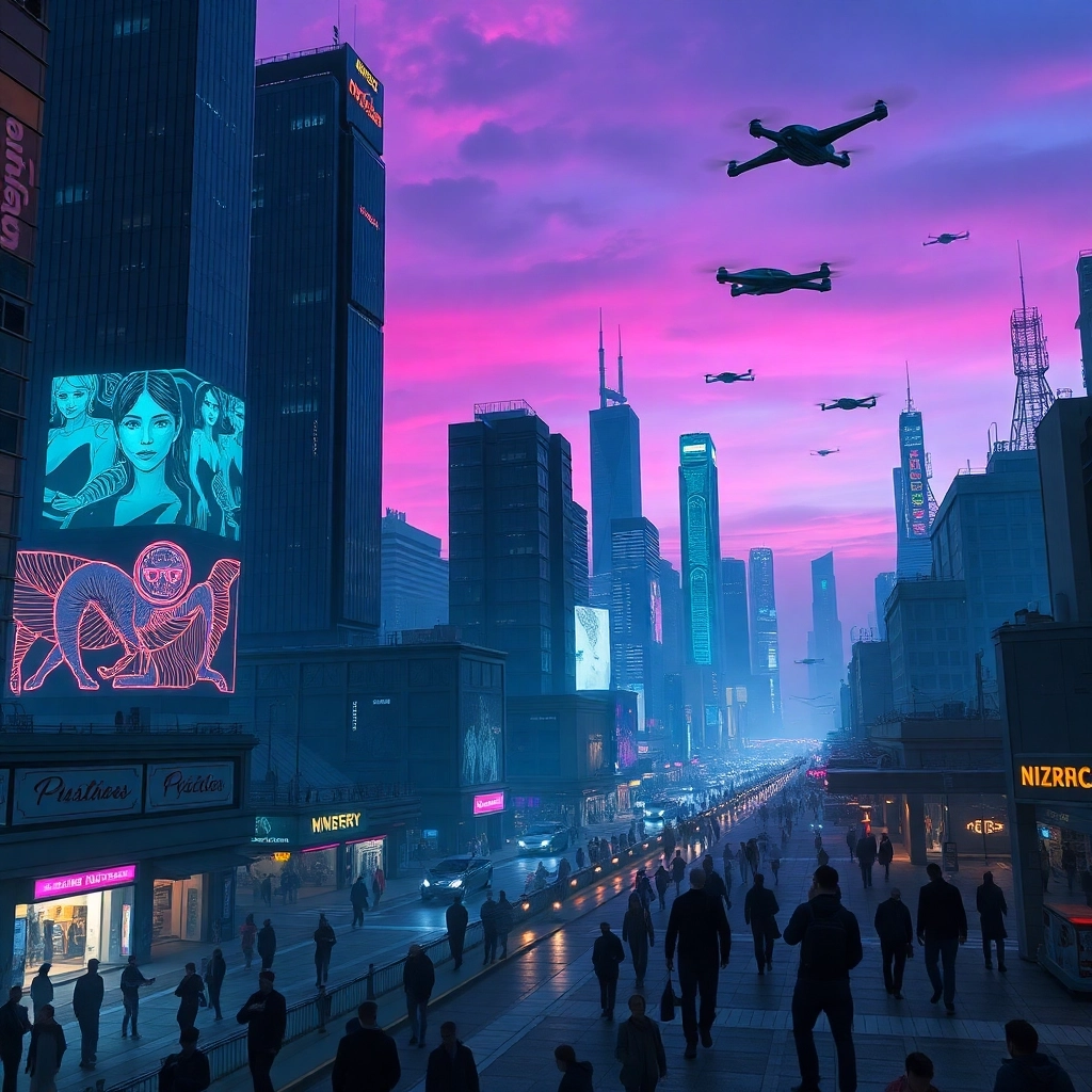 Neon Skies: Futuristic Cityscape