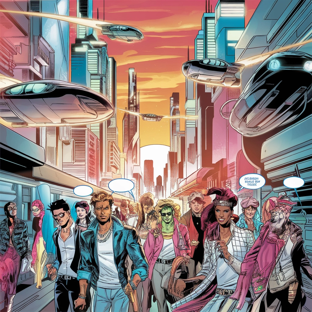 Futuristic Cityscape Comic Adventure