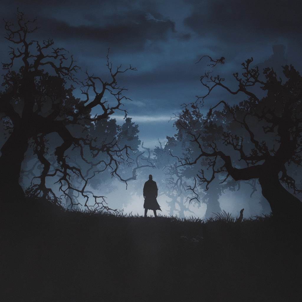 Mysterious Blue Glow at the Forest's Edge