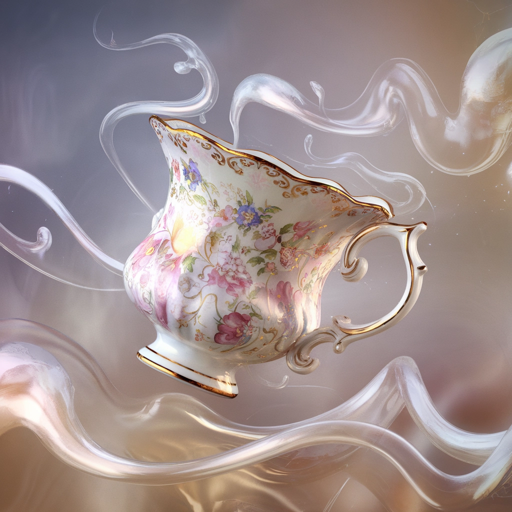 Ethereal Porcelain Teacup in Dreamy 3D
