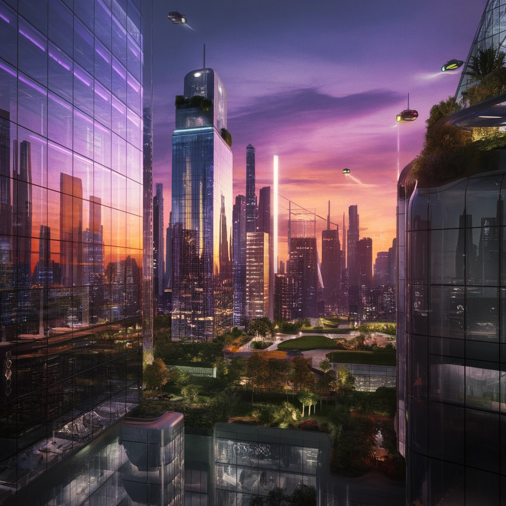 霓虹之梦：黄昏下的未来都市