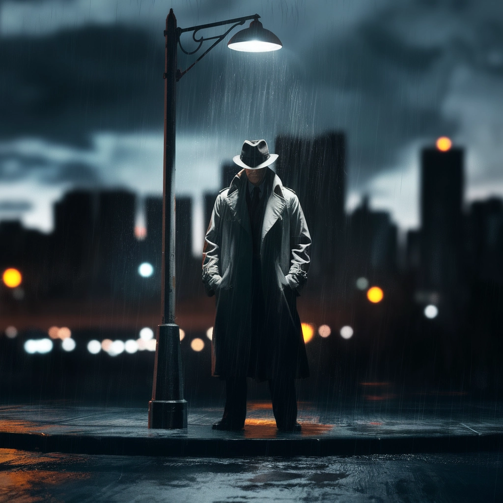 Rainy Night Suspense: Low-Key Cinematic Scene