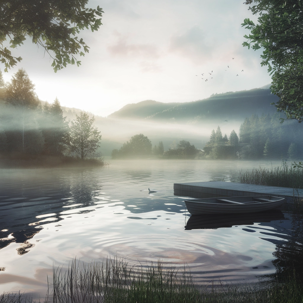 Tranquil Dawn at the Lakeside