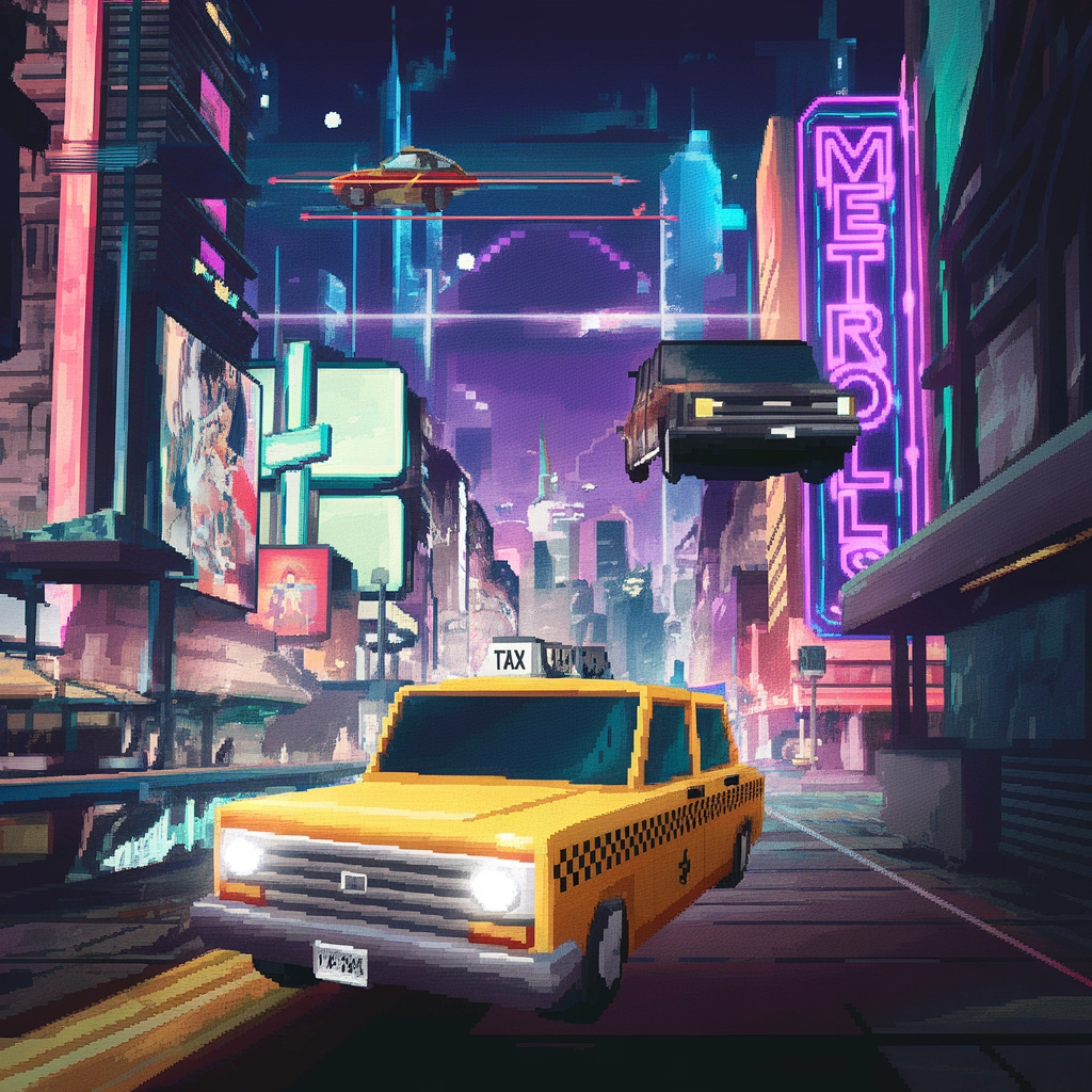 Neon Pixel Cityscape