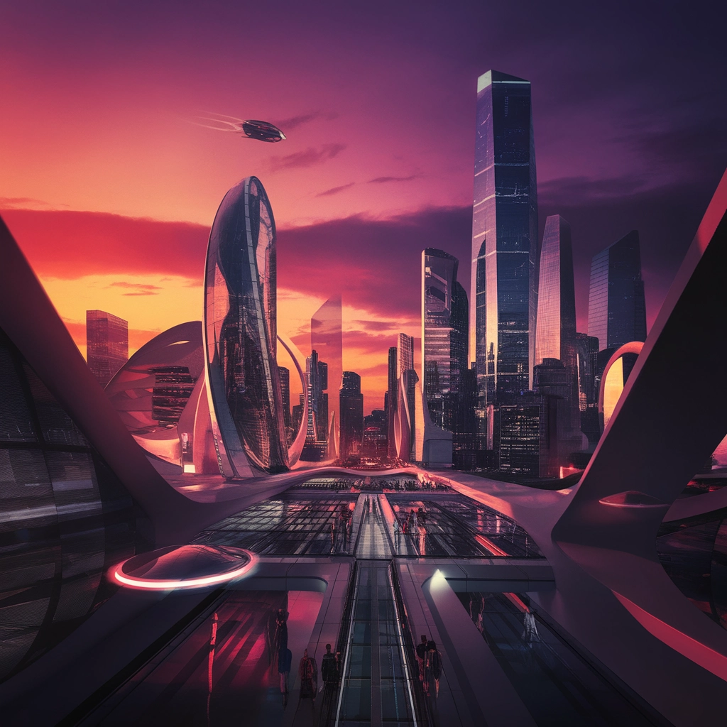 Neon Dusk: Futuristic Skyline