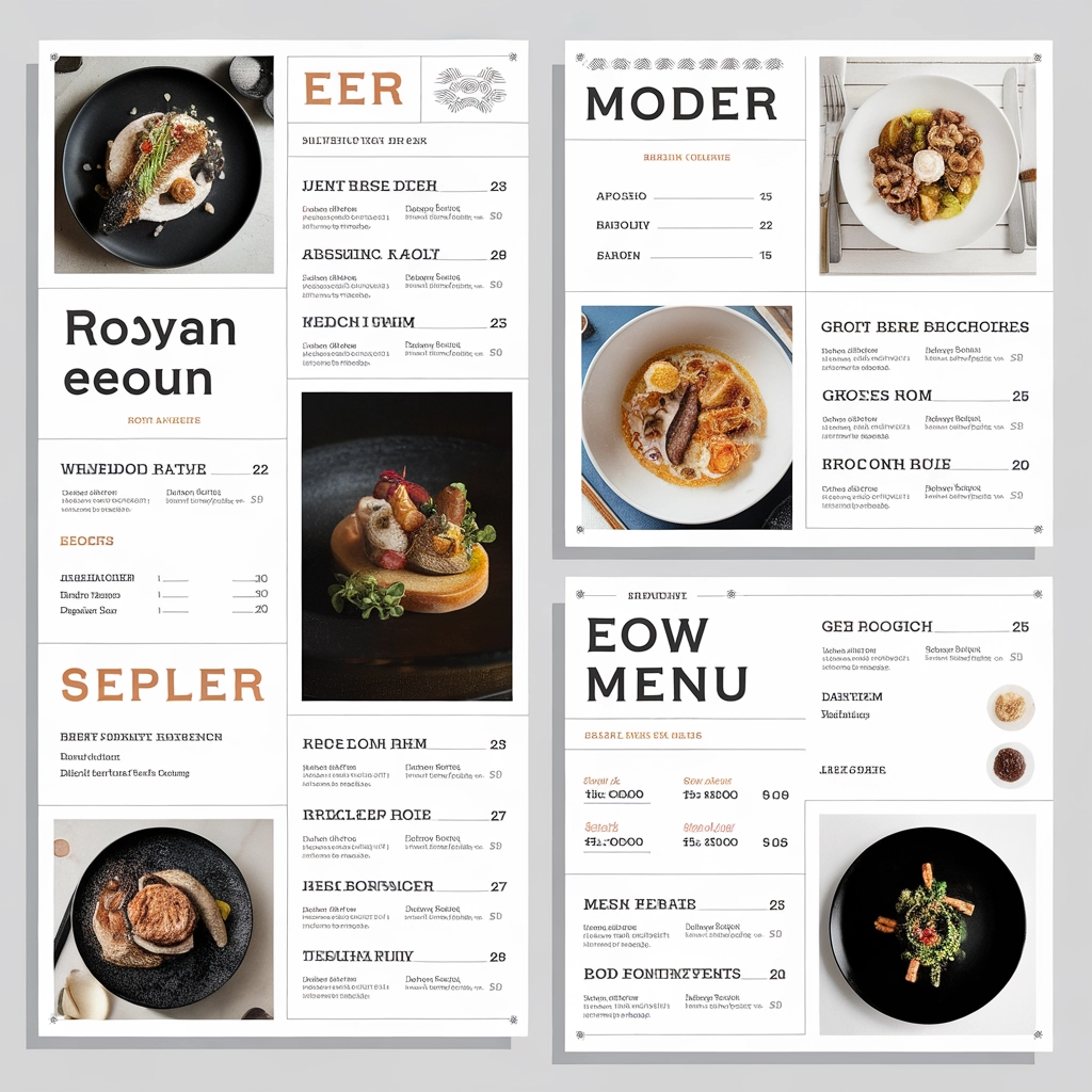 Elegant, Modern Restaurangmeny