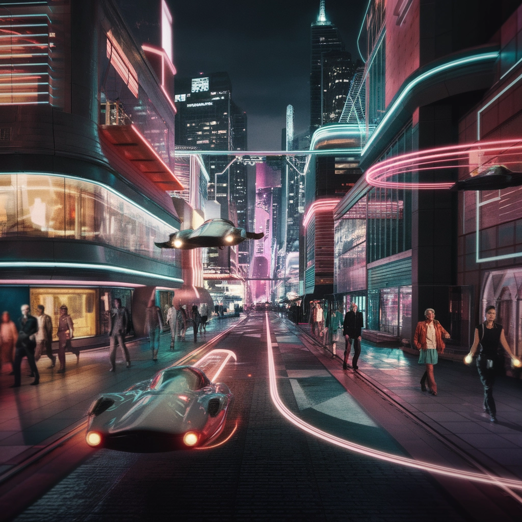 Neon Nights: Retro-Futuristic Glow City