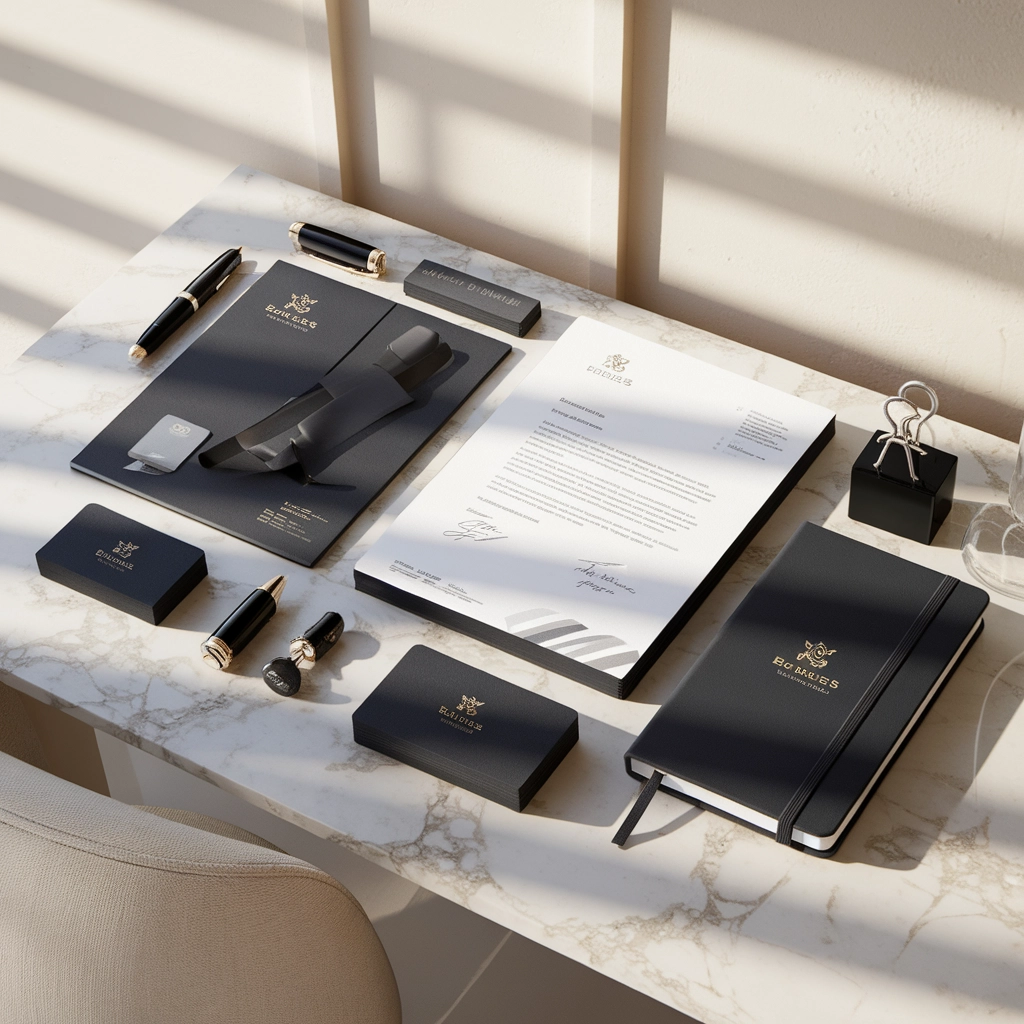 Luxury Stationery Mockup on Marble Desk