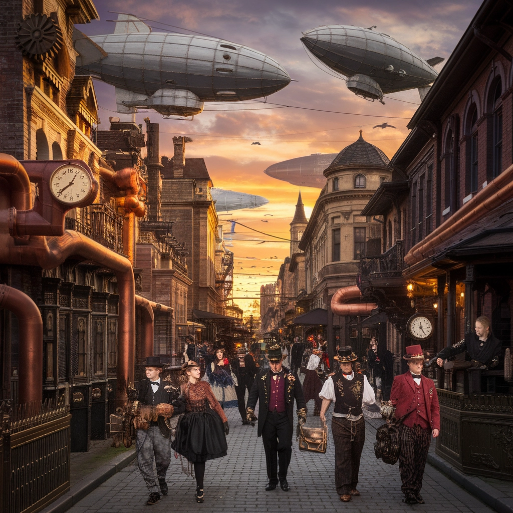 Steampunk Sunset Metropolis