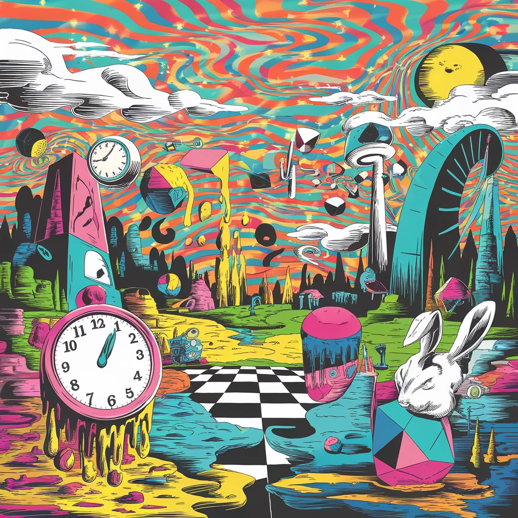 Psychedelisch Droomlandschap: Surrealistische Zwevende Geometrieën