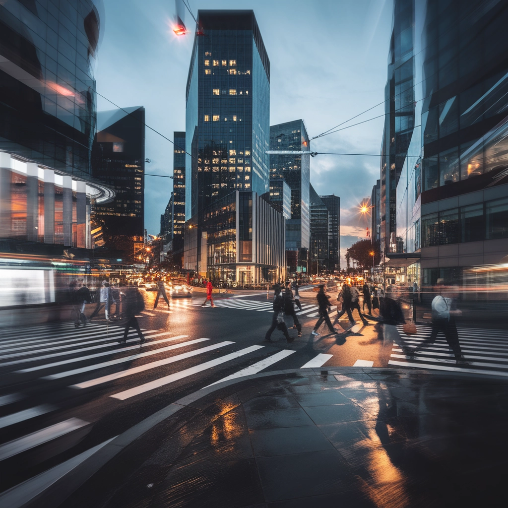 Urban Energy: Wide-Angle City Street Snap