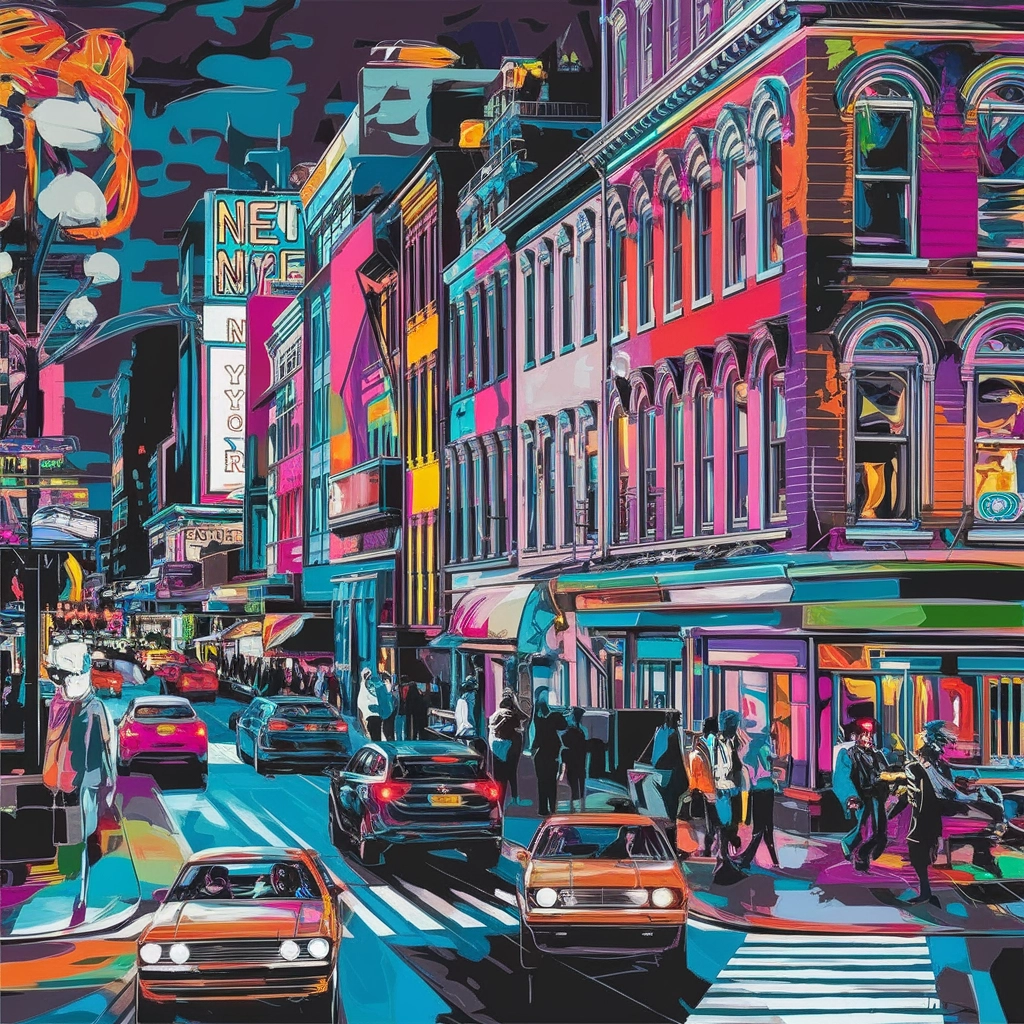 Nuits Néon : Paysage Urbain Pop-Art