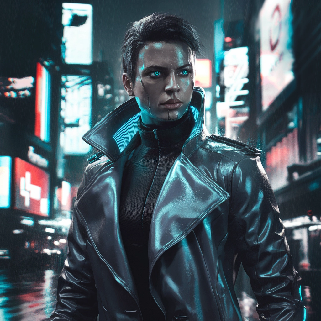 Cyberpunkdetektivporträtt