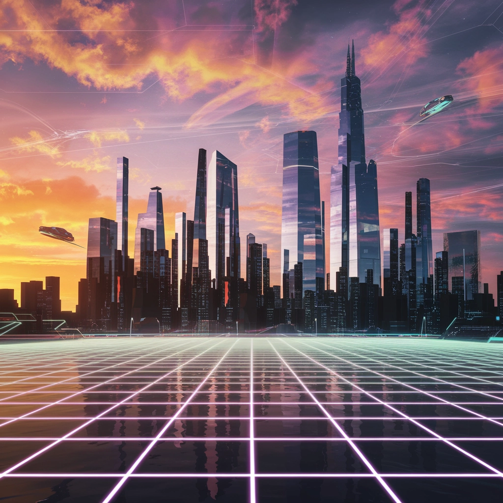 Retrowave Neon Városkép