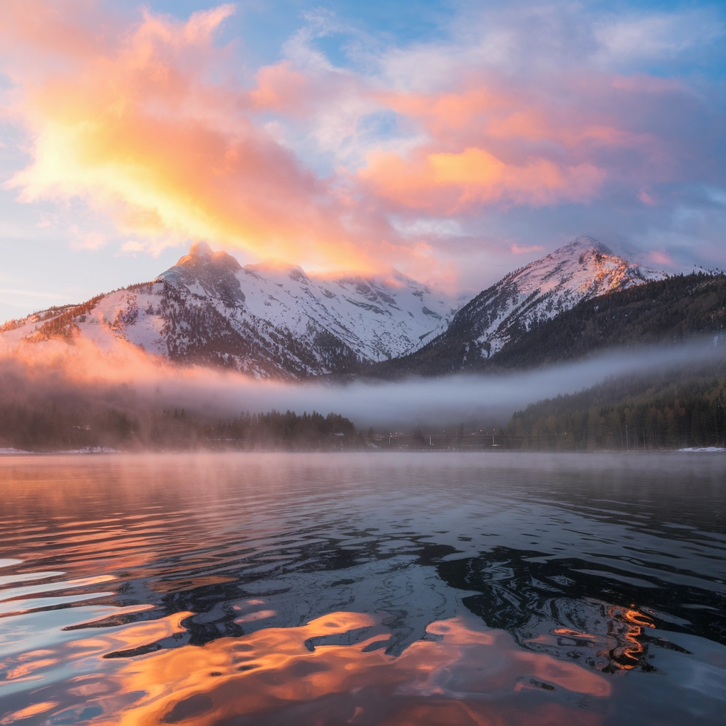 Sunrise Harmony: Warm and Cold Mountain Landscape