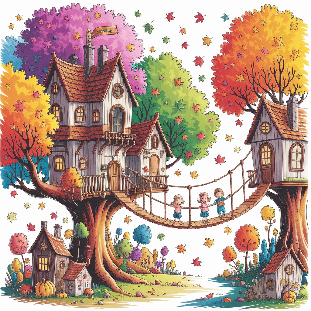 Whimsical Autumn Treehouse Village