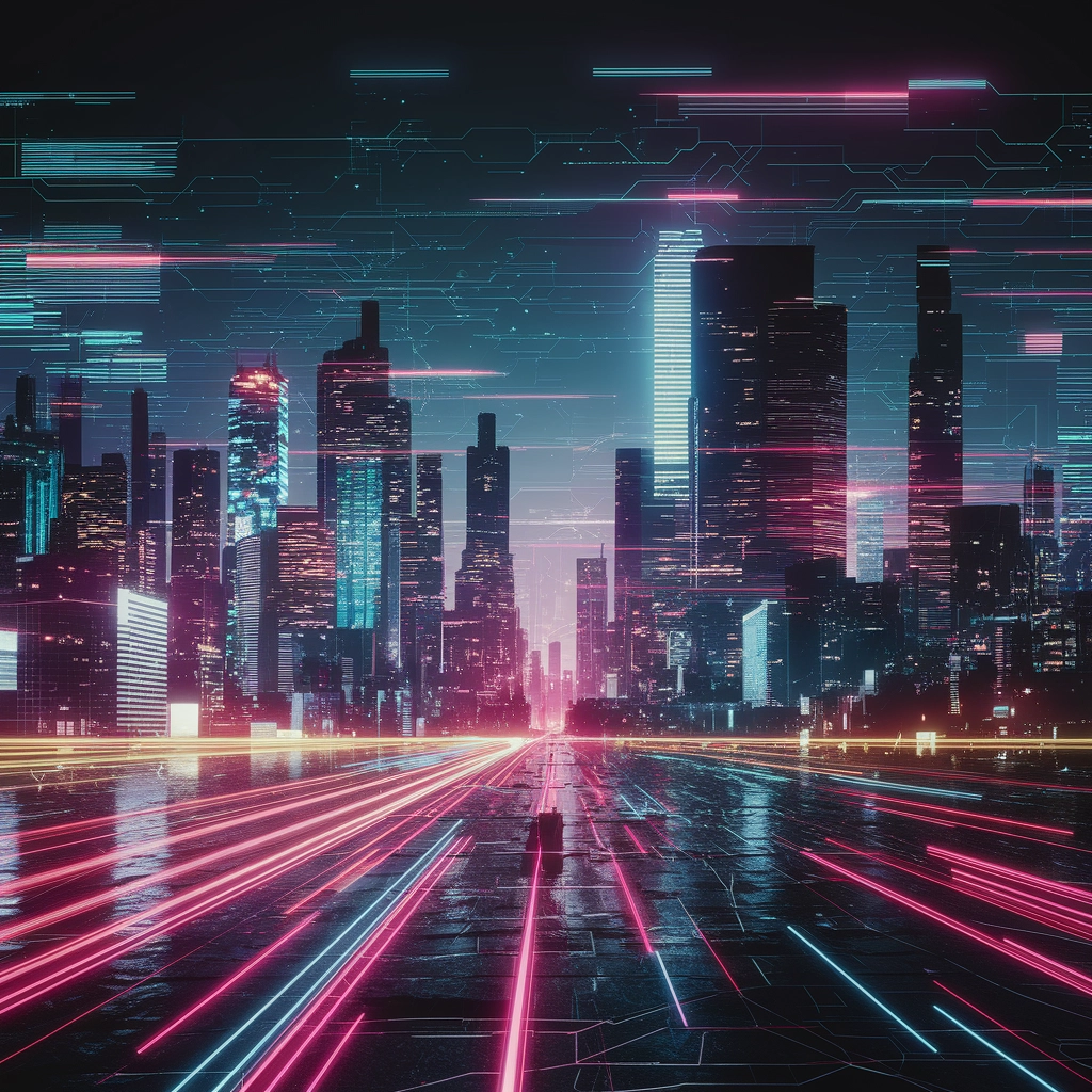 Glitch City: Neon Nightscape