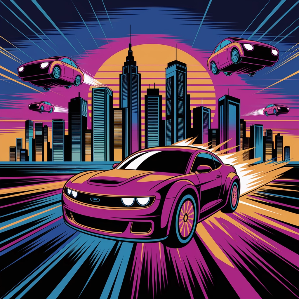 Neon Dreams: Hypertoon Futuristic Cityscape