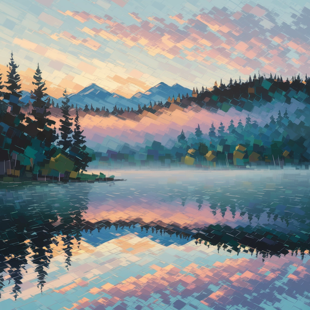 Misty Sunrise at the Lakeside: An Impressionist View