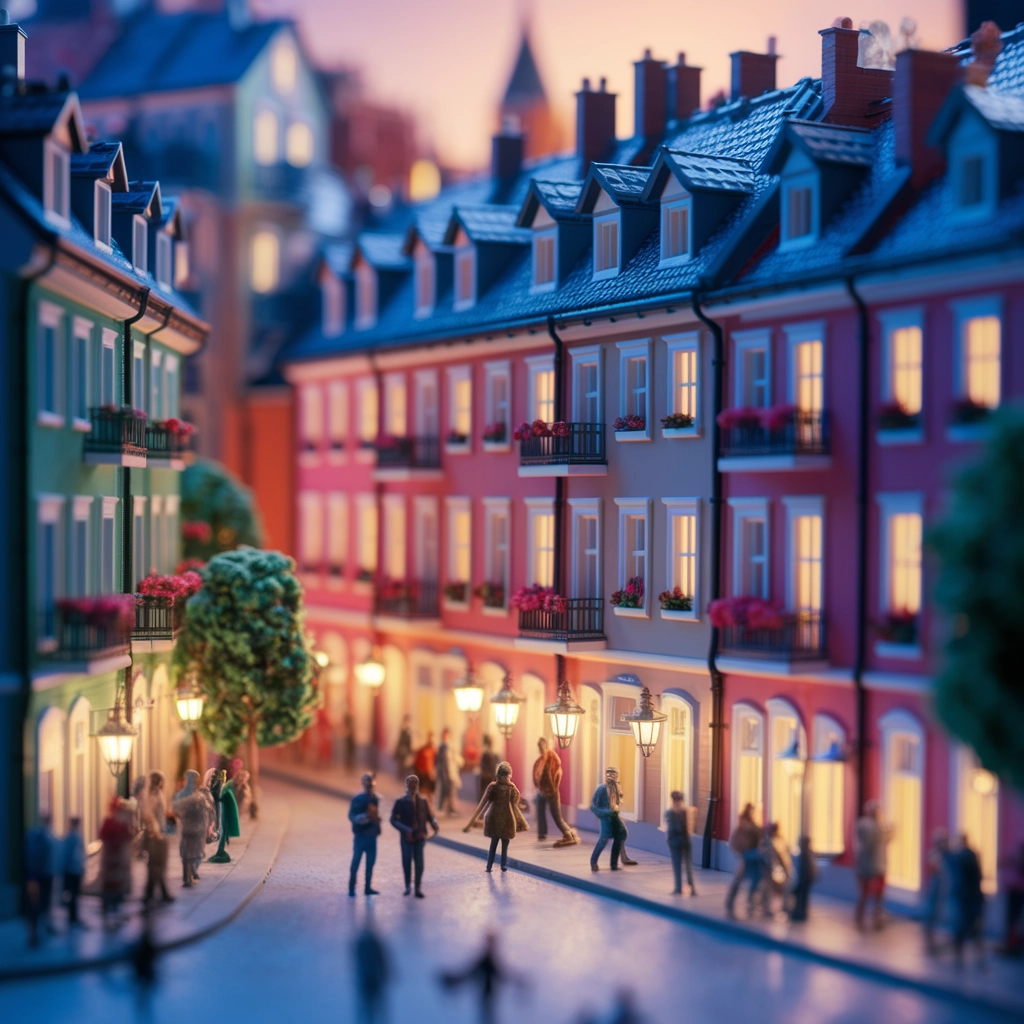 Miniature Cityscape at Dusk