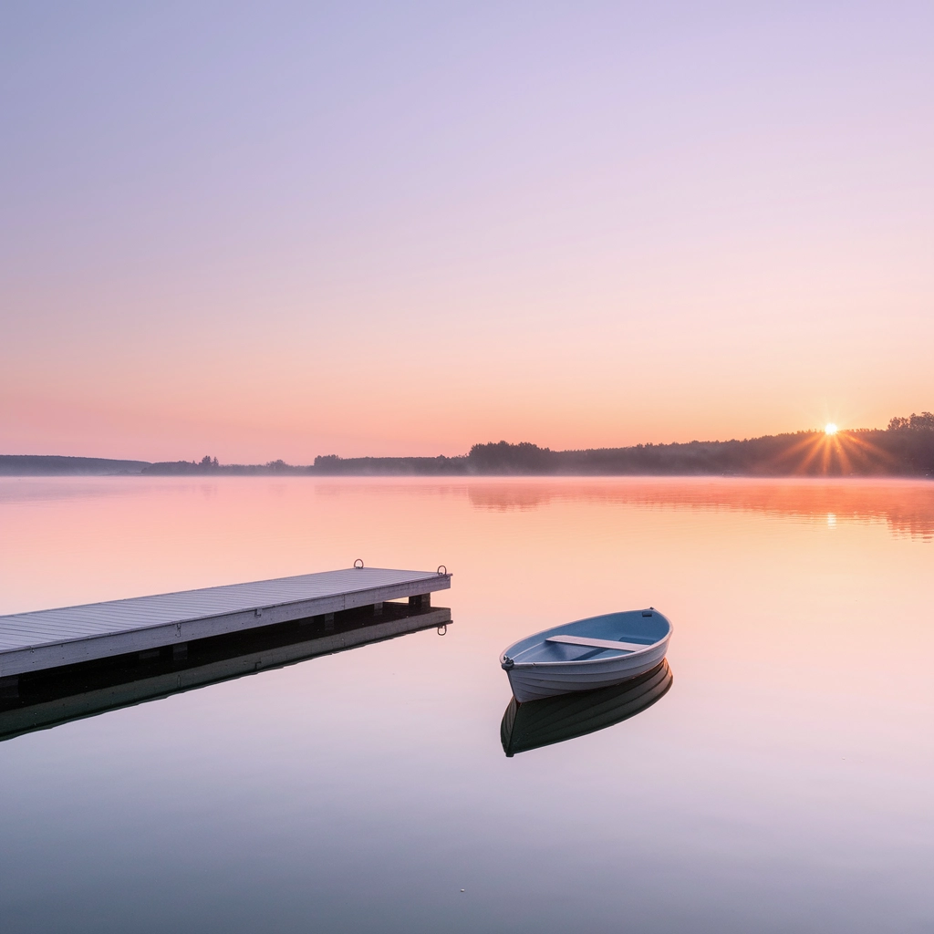 Minimalist Sunrise by the Lake
