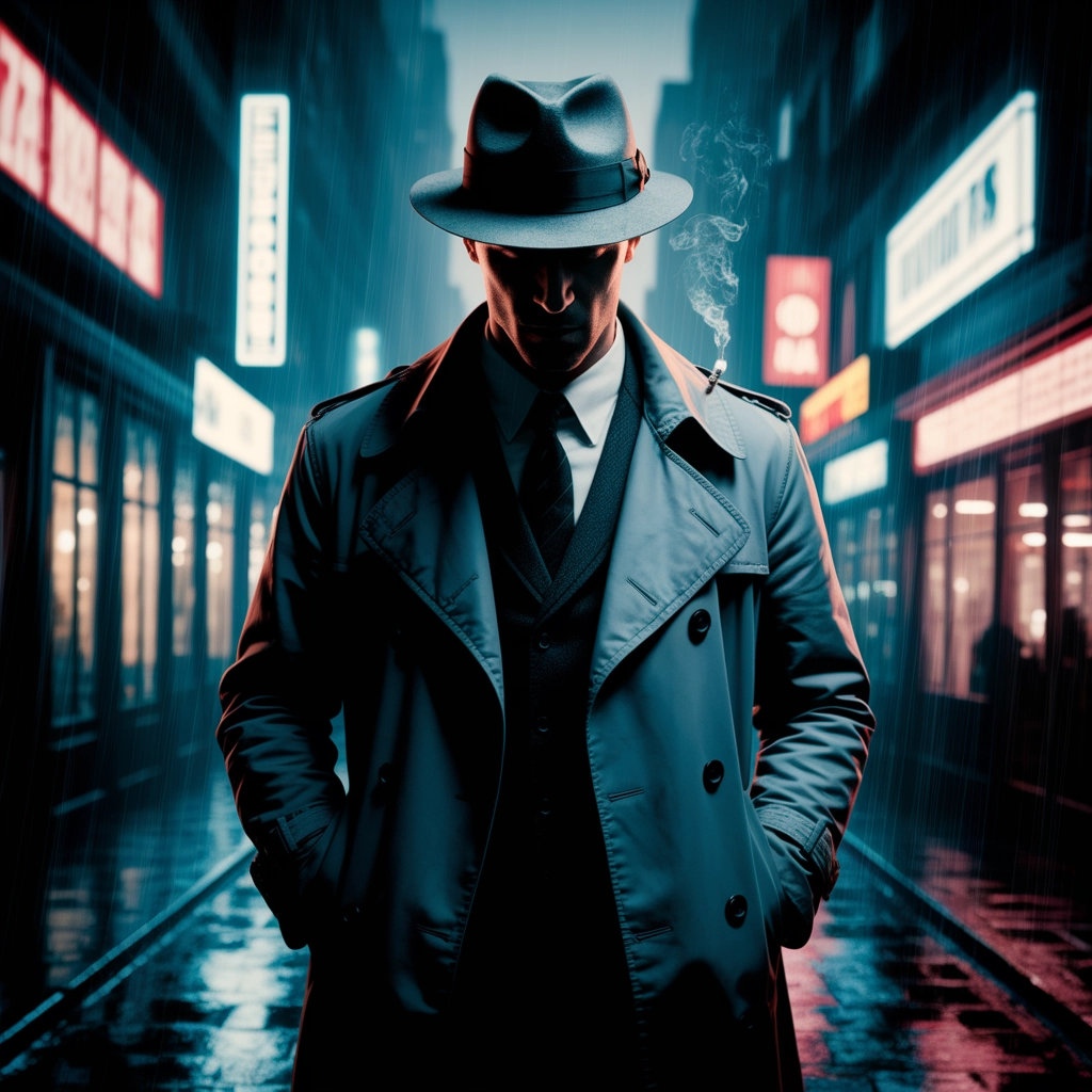 Neon Shadows: Noir Detective in the Rain