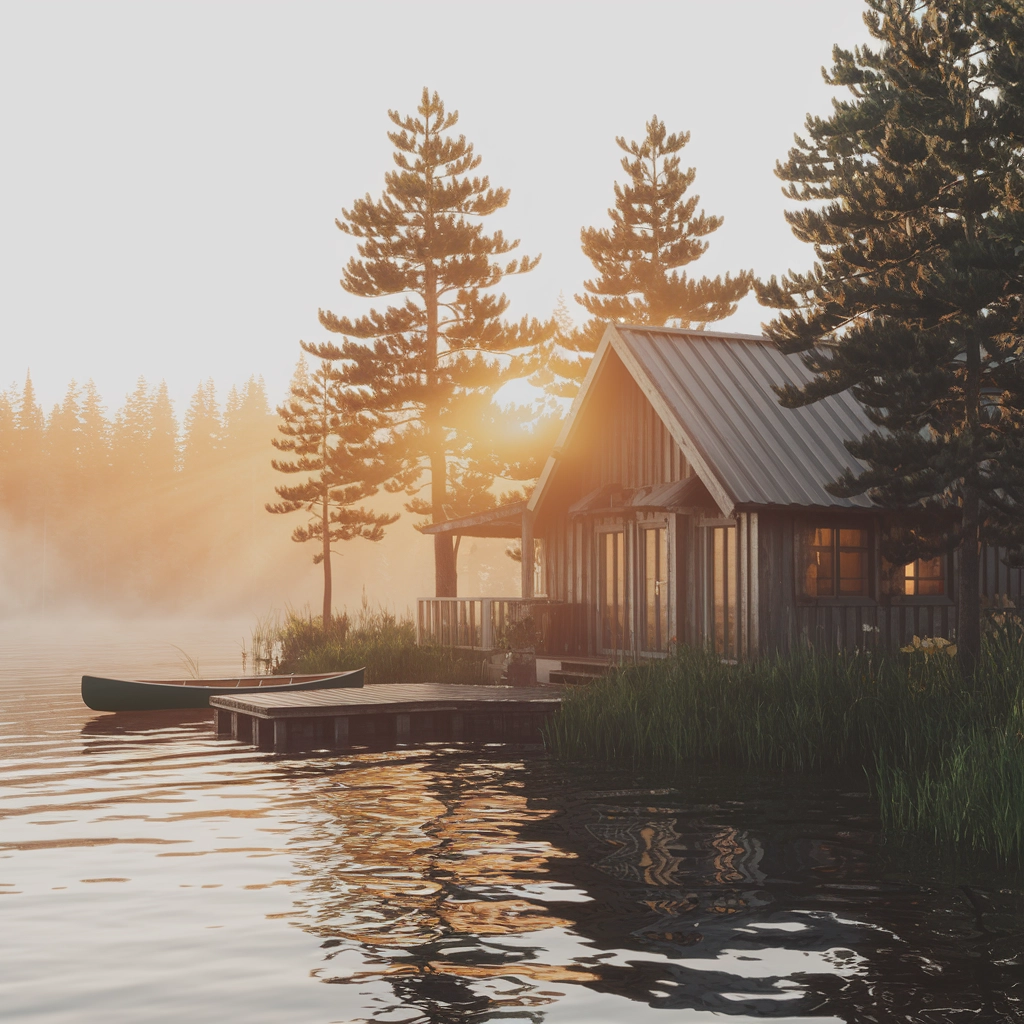 Sunrise Serenity: Lakeside Cabin Retreat