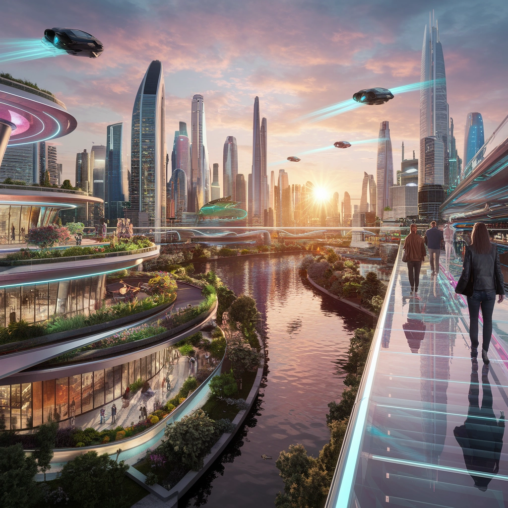 Futuristic Cityscape at Sunset