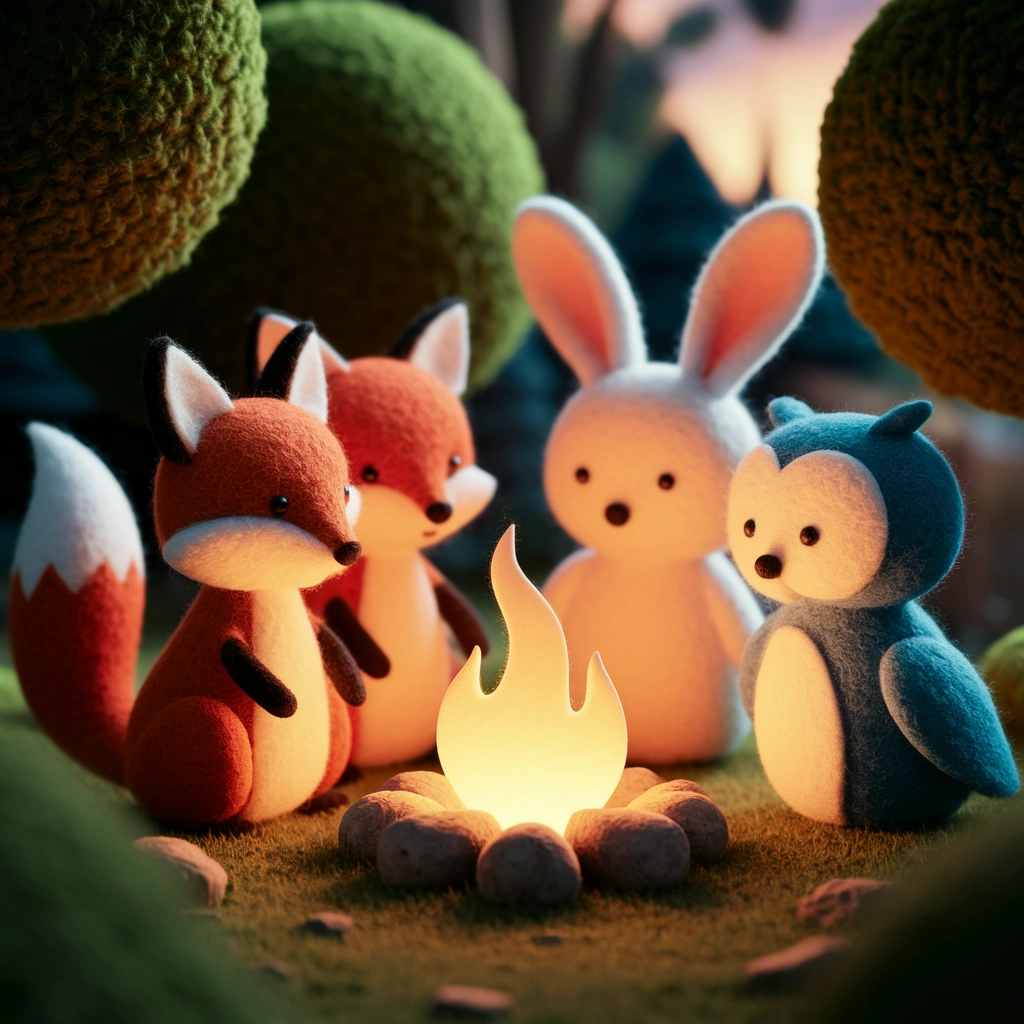 Felted Woodland Campfire Gathering
