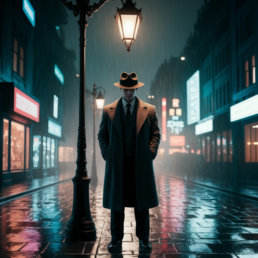 Neon Noir Detective in the Rain