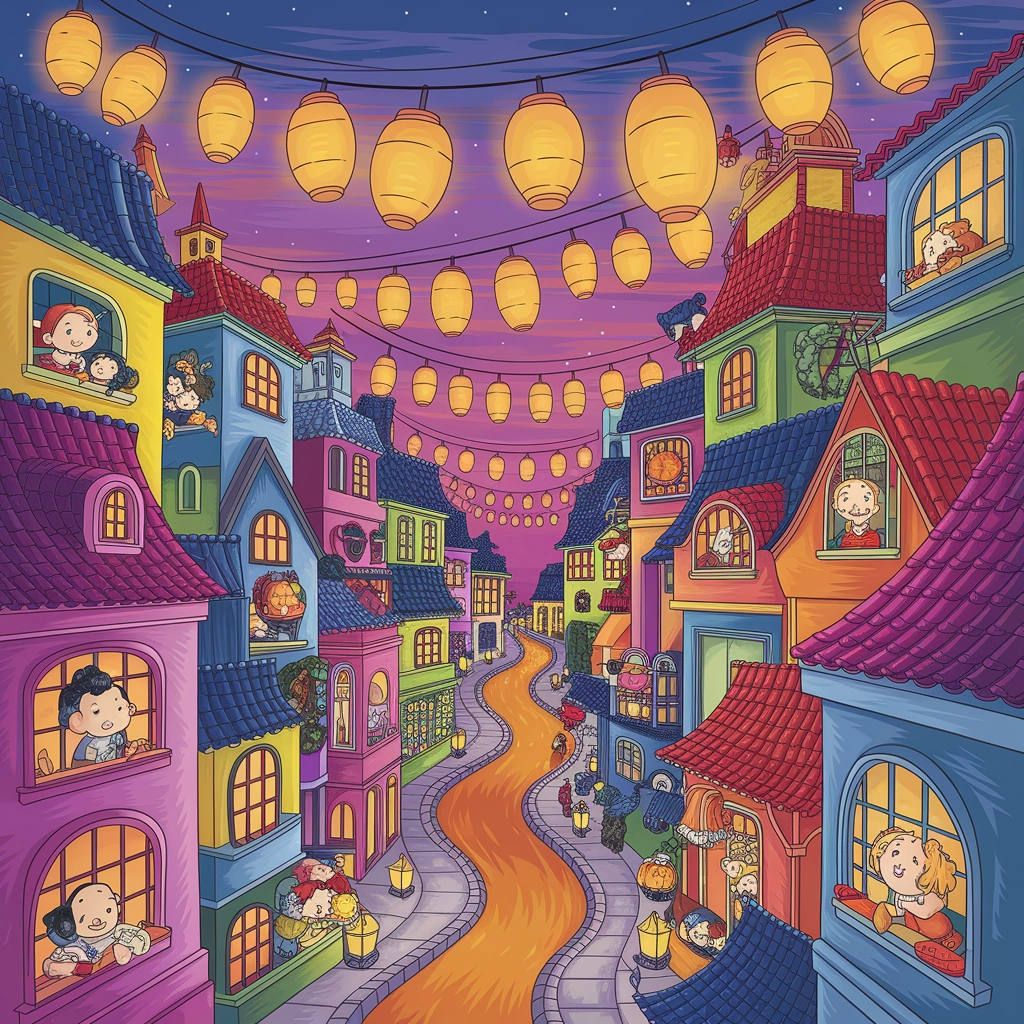 Whimsical Twilight Cityscape