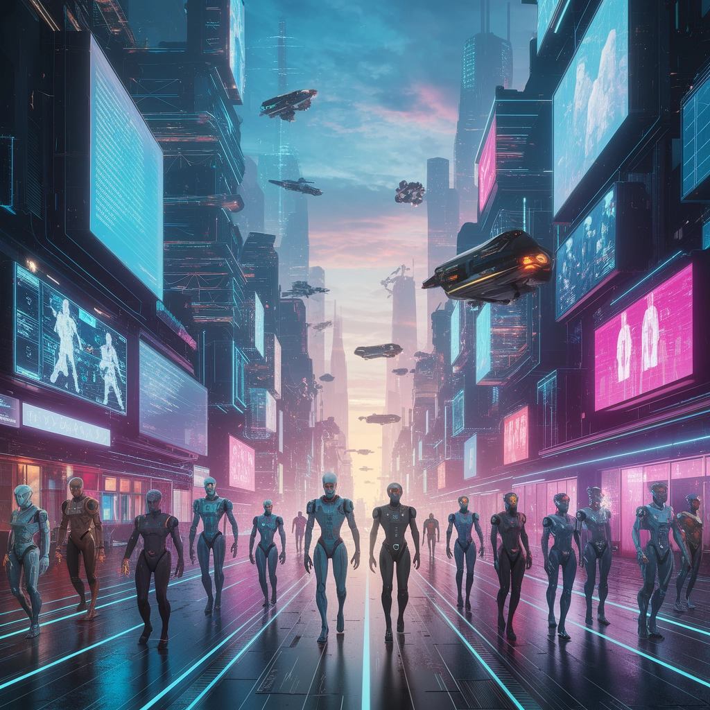 Futuristic Dawn: Neon City Awakens
