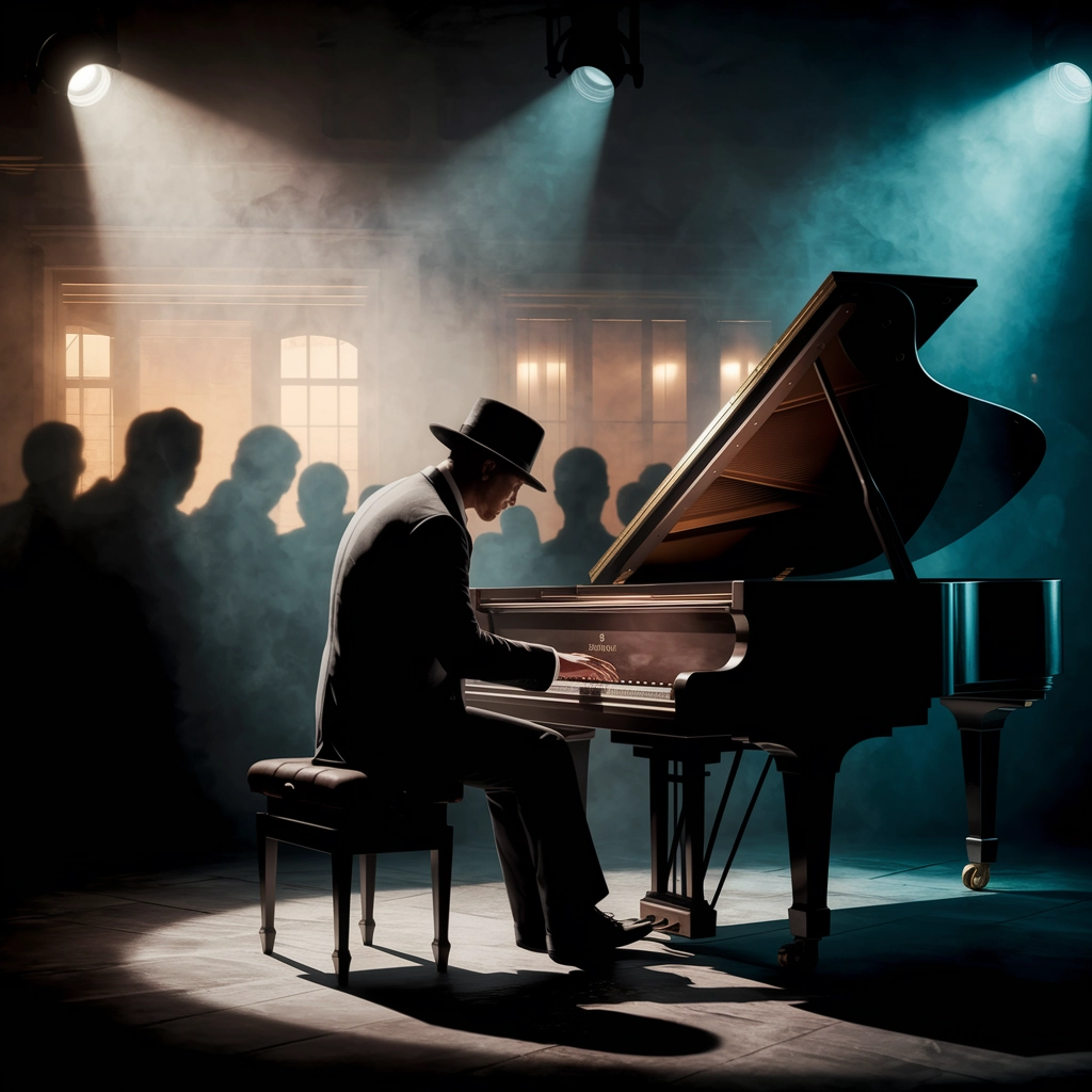 Tunnelmallinen pianisti jazz-klubilla